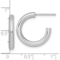 14K White Gold Polished 20mm C-Hoop Post Earrings by 0