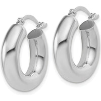 14K White Gold Polished 20mm Tube Hoop Earrings by 0