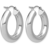 14K White Gold Polished 25mm Lightweight Hoop Earrings - Rhodium Plated by 0