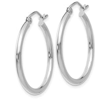 14K White Gold Polished 25mm Lightweight Tube Hoop Earrings by 0
