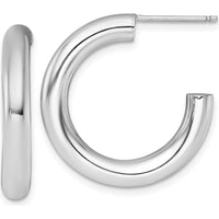 14K White Gold Polished 25mm Tube C-Hoop Post Earrings by 0