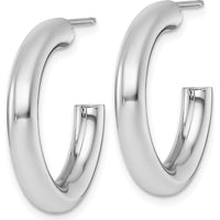 14K White Gold Polished 25mm Tube C-Hoop Post Earrings by 0