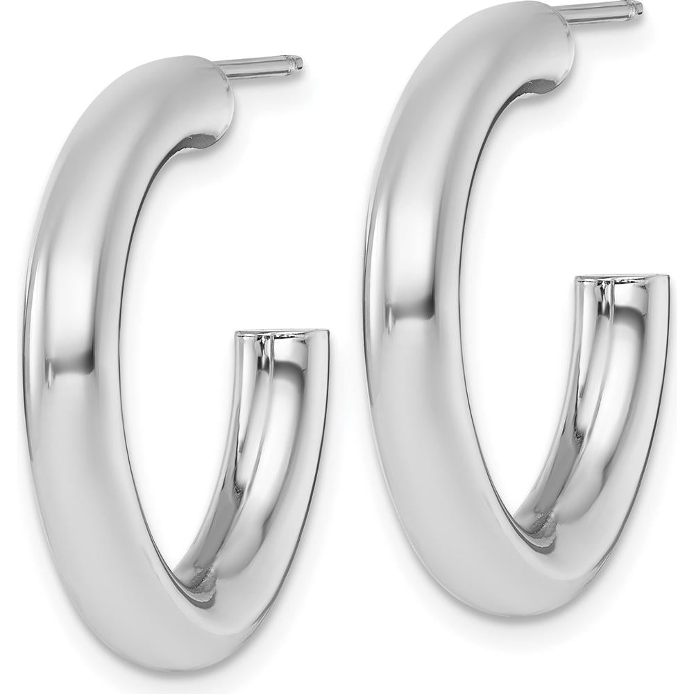 14K White Gold Polished 25mm Tube C-Hoop Post Earrings by 0