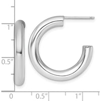 14K White Gold Polished 25mm Tube C-Hoop Post Earrings by 0