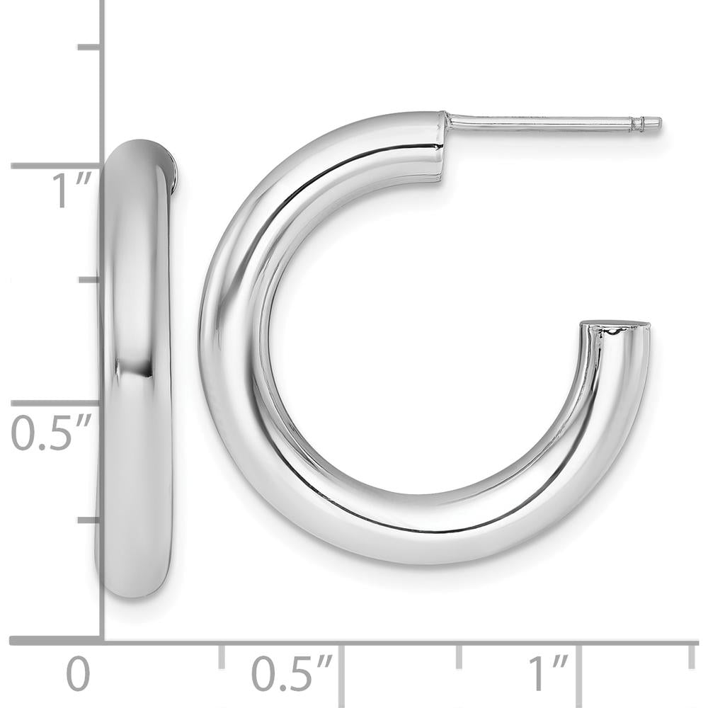 14K White Gold Polished 25mm Tube C-Hoop Post Earrings by 0