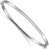 14K White Gold Polished 3.00mm Hinged Oval Bangle Bracelet - 7 Inches by Oro Pregiato