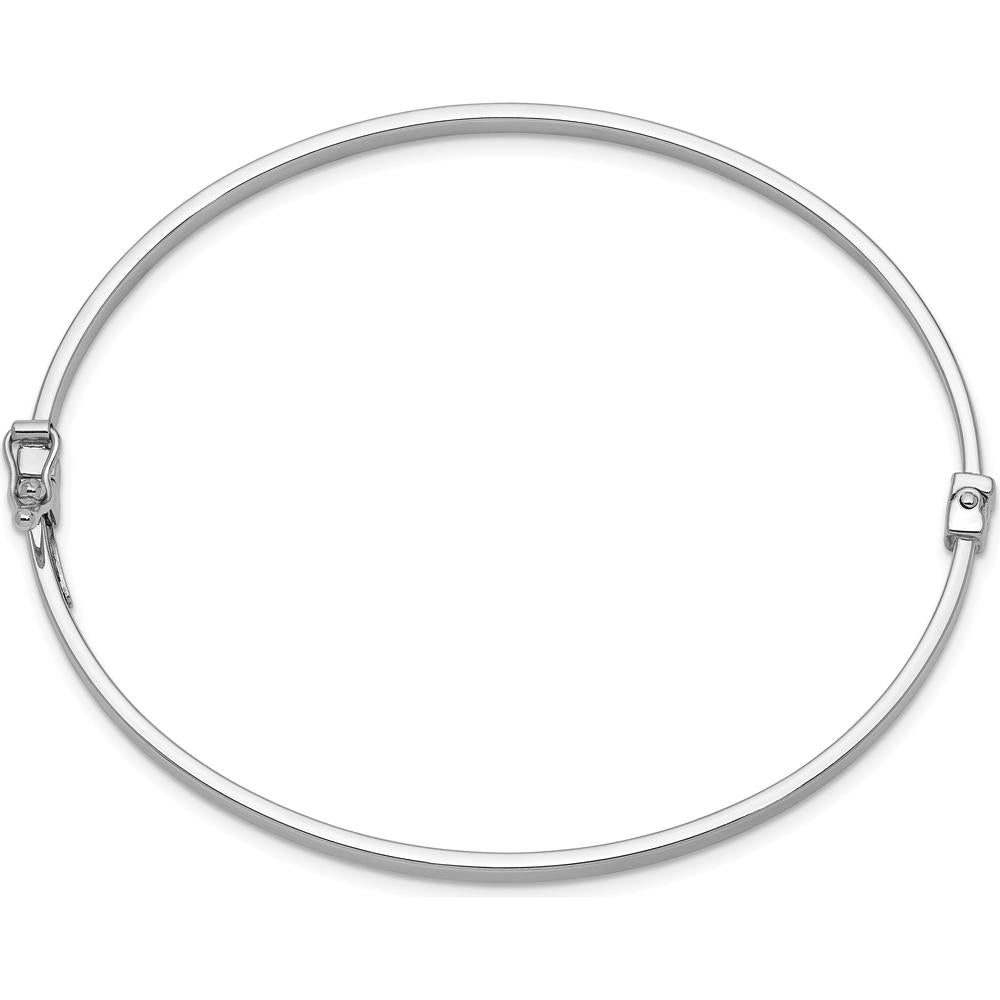 14K White Gold Polished 3.00mm Hinged Oval Bangle Bracelet - 7 Inches by Oro Pregiato