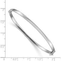 14K White Gold Polished 3.00mm Hinged Oval Bangle Bracelet - 7 Inches by Oro Pregiato