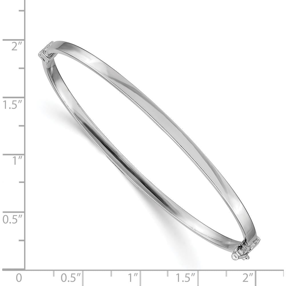 14K White Gold Polished 3.00mm Hinged Oval Bangle Bracelet - 7 Inches by Oro Pregiato