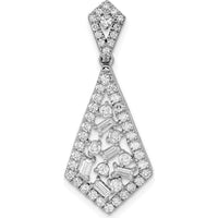 14K White Gold Polished 3/4 Carat Diamond Fancy Dangle Chain Slide Pendant by Oro Pregiato
