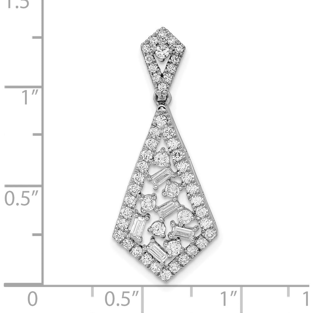 14K White Gold Polished 3/4 Carat Diamond Fancy Dangle Chain Slide Pendant by Oro Pregiato