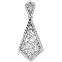 14K White Gold Polished 3/4 Carat Diamond Fancy Dangle Chain Slide Pendant by Oro Pregiato