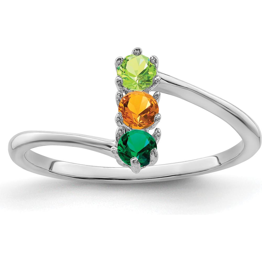 14K White Gold Polished 3-Stone Family Ring Mounting for Custom Gemstones by Monteluci Fine Jewelry