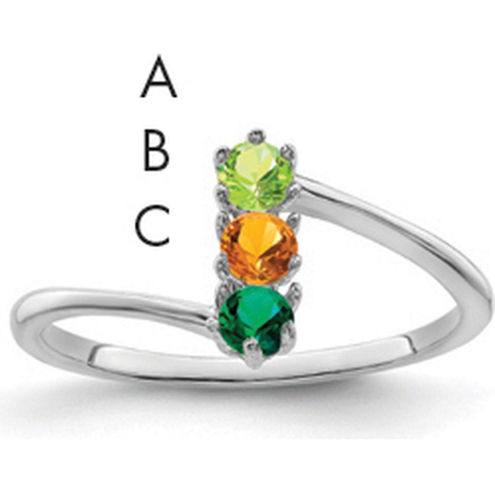 14K White Gold Polished 3-Stone Family Ring Mounting for Custom Gemstones by Monteluci Fine Jewelry