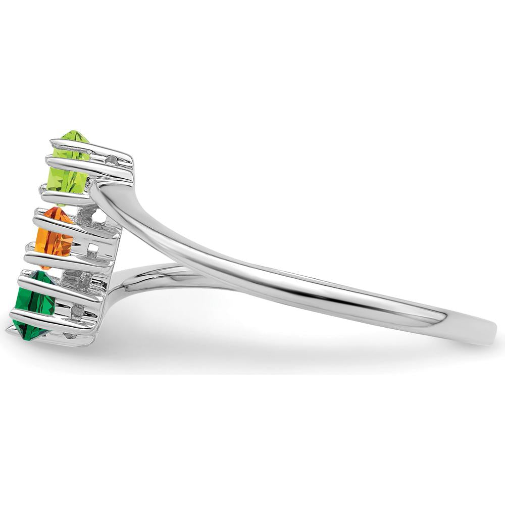14K White Gold Polished 3-Stone Family Ring Mounting for Custom Gemstones by Monteluci Fine Jewelry