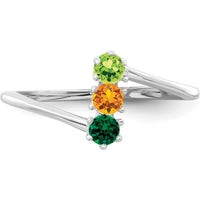 14K White Gold Polished 3-Stone Family Ring Mounting for Custom Gemstones by Monteluci Fine Jewelry