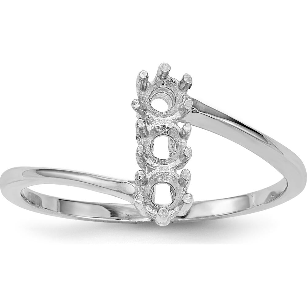 14K White Gold Polished 3-Stone Family Ring Mounting for Custom Gemstones by Monteluci Fine Jewelry