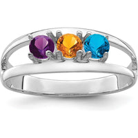 14K White Gold Polished 3-Stone Mother's Ring Mounting - Customizable Design by Oro Pregiato