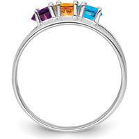 14K White Gold Polished 3-Stone Mother's Ring Mounting - Customizable Design by Oro Pregiato