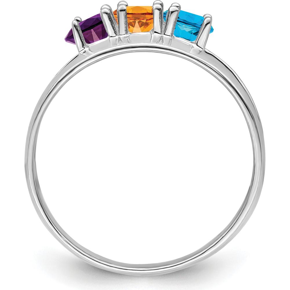 14K White Gold Polished 3-Stone Mother's Ring Mounting - Customizable Design by Oro Pregiato
