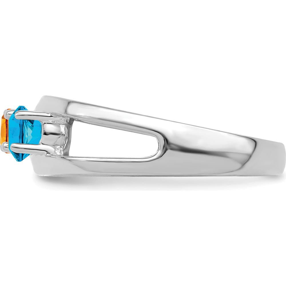 14K White Gold Polished 3-Stone Mother's Ring Mounting - Customizable Design by Oro Pregiato