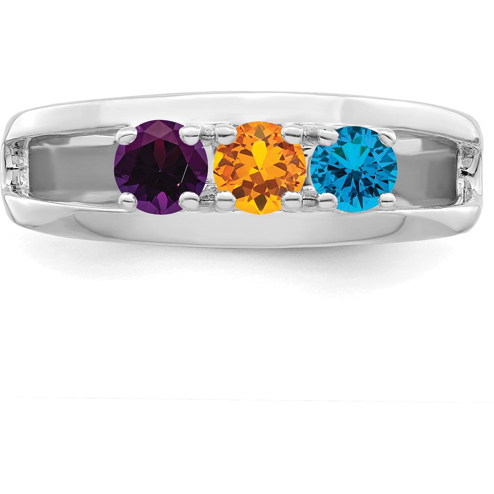 14K White Gold Polished 3-Stone Mother's Ring Mounting - Customizable Design by Oro Pregiato