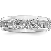 14K White Gold Polished 3-Stone Mother's Ring Mounting - Customizable Design by Oro Pregiato