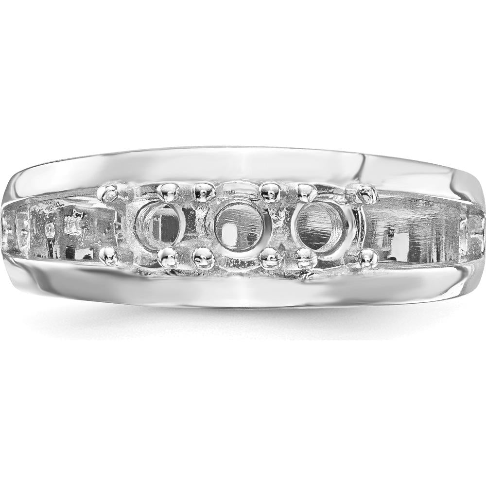 14K White Gold Polished 3-Stone Mother's Ring Mounting - Customizable Design by Oro Pregiato