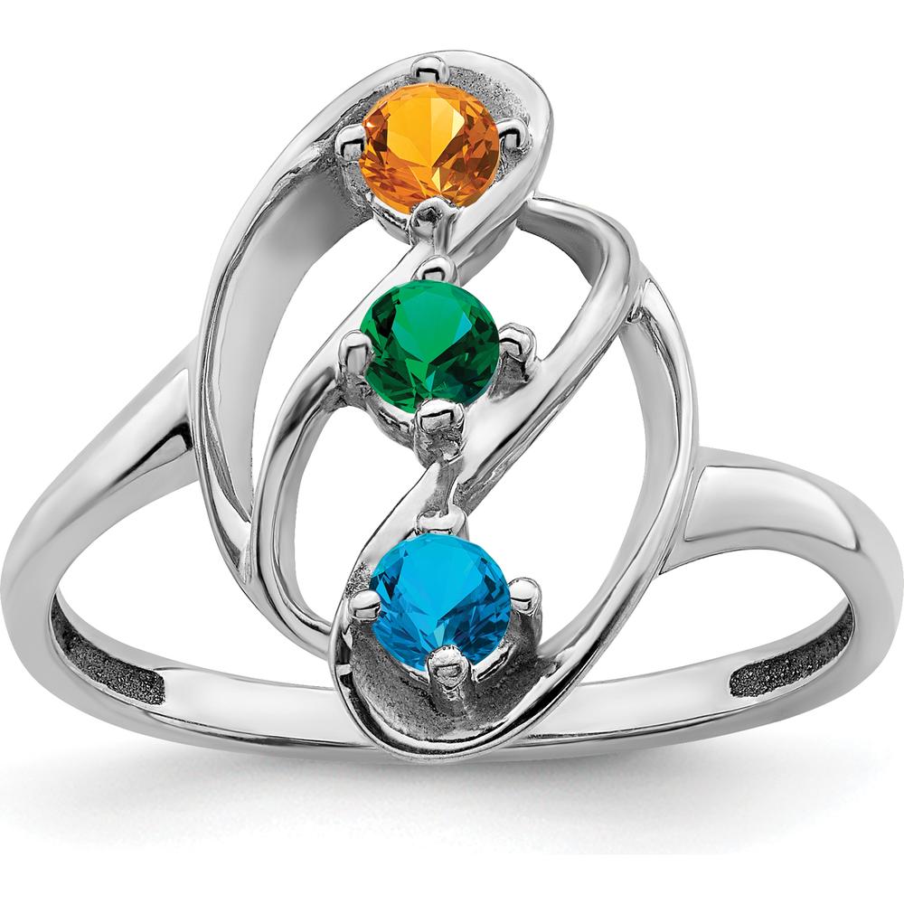 14K White Gold Polished 3-Stone Mother's Ring Mounting - Customizable for Gemstones by Monteluci Fine Jewelry