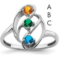 14K White Gold Polished 3-Stone Mother's Ring Mounting - Customizable for Gemstones by Monteluci Fine Jewelry