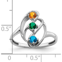 14K White Gold Polished 3-Stone Mother's Ring Mounting - Customizable for Gemstones by Monteluci Fine Jewelry