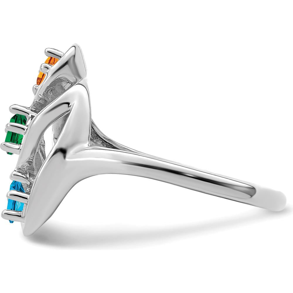 14K White Gold Polished 3-Stone Mother's Ring Mounting - Customizable for Gemstones by Monteluci Fine Jewelry