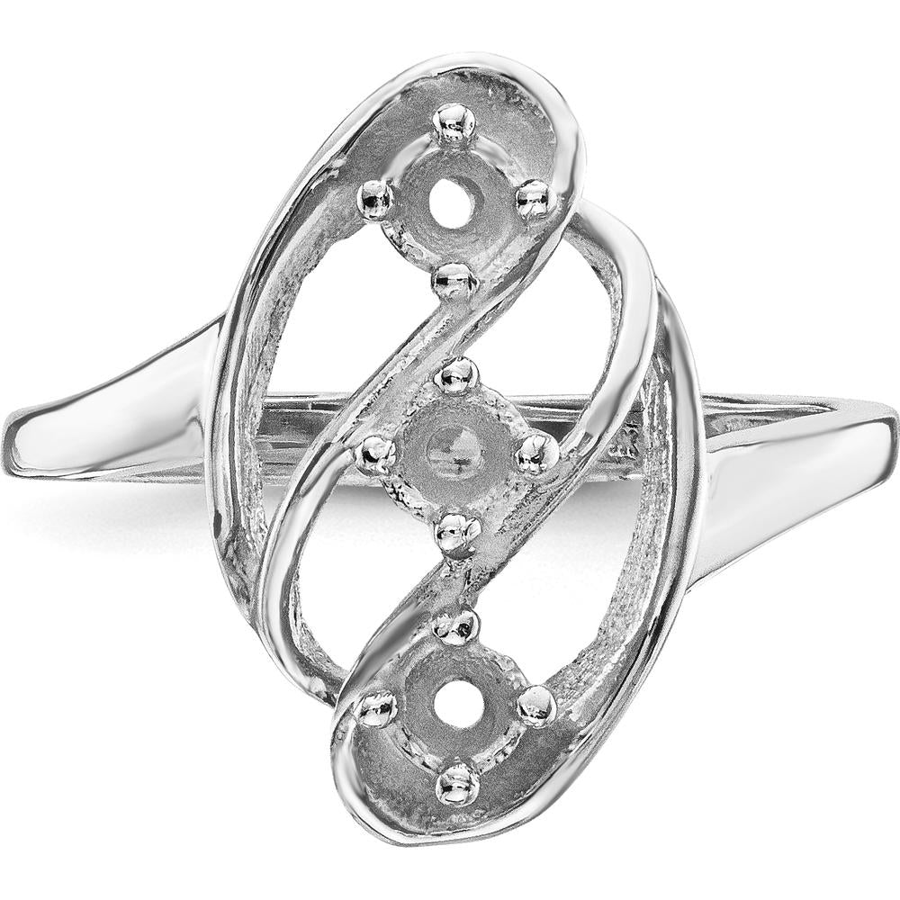 14K White Gold Polished 3-Stone Mother's Ring Mounting - Customizable for Gemstones by Monteluci Fine Jewelry