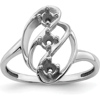 14K White Gold Polished 3-Stone Mother's Ring Mounting - Customizable for Gemstones by Monteluci Fine Jewelry