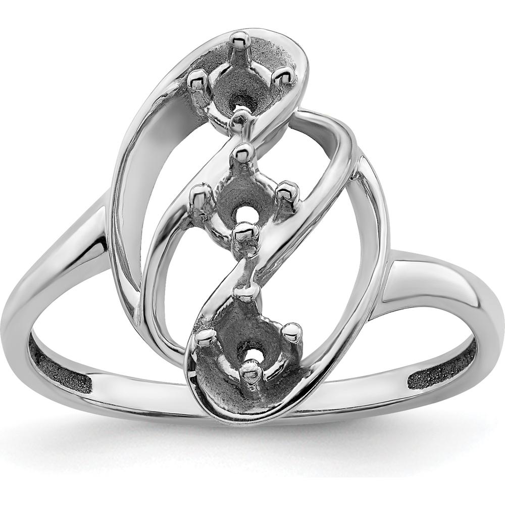 14K White Gold Polished 3-Stone Mother's Ring Mounting - Customizable for Gemstones by Monteluci Fine Jewelry
