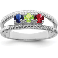 14K White Gold Polished 3-Stone Mother's Ring Mounting - Customizable Gemstones by Monteluci Fine Jewelry