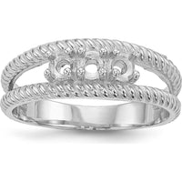 14K White Gold Polished 3-Stone Mother's Ring Mounting - Customizable Gemstones by Monteluci Fine Jewelry