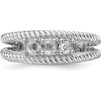 14K White Gold Polished 3-Stone Mother's Ring Mounting - Customizable Gemstones by Monteluci Fine Jewelry