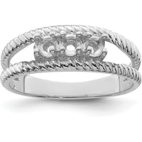 14K White Gold Polished 3-Stone Mother's Ring Mounting - Customizable Gemstones by Monteluci Fine Jewelry