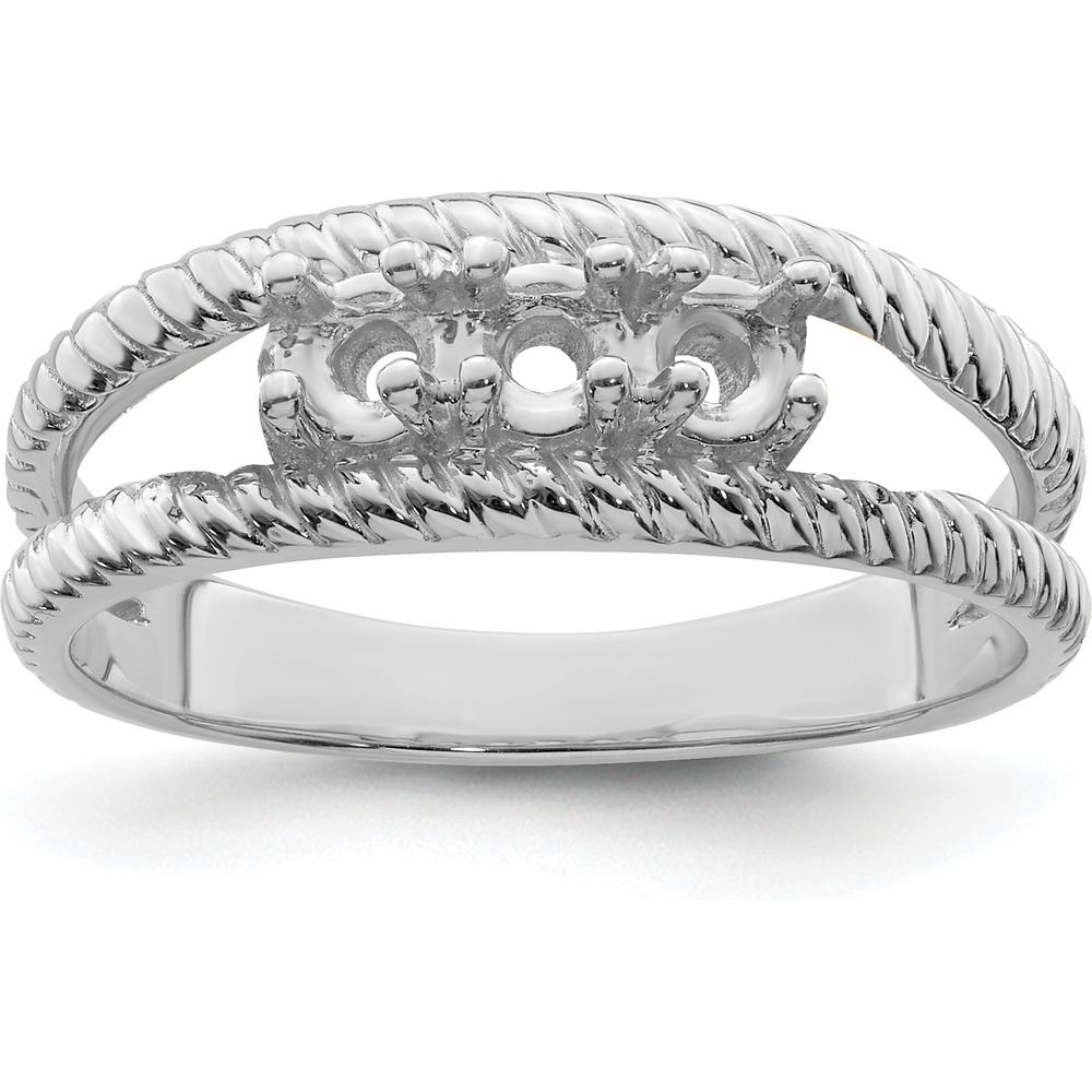 14K White Gold Polished 3-Stone Mother's Ring Mounting - Customizable Gemstones by Monteluci Fine Jewelry