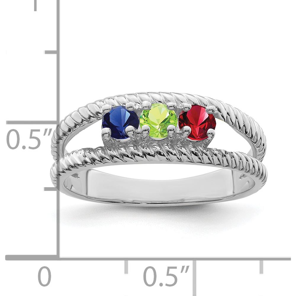14K White Gold Polished 3-Stone Mother's Ring Mounting - Customizable Gemstones by Monteluci Fine Jewelry