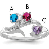 14K White Gold Polished 3-Stone Mother's Ring Mounting - Customizable with Birthstones or Diamonds by Monteluci Fine Jewelry