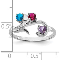 14K White Gold Polished 3-Stone Mother's Ring Mounting - Customizable with Birthstones or Diamonds by Monteluci Fine Jewelry