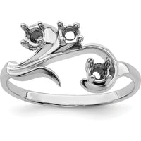 14K White Gold Polished 3-Stone Mother's Ring Mounting - Customizable with Birthstones or Diamonds by Monteluci Fine Jewelry