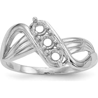 14K White Gold Polished 3-Stone Mother's Ring Mounting by Monteluci Fine Jewelry