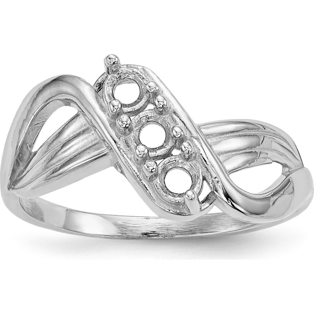 14K White Gold Polished 3-Stone Mother's Ring Mounting by Monteluci Fine Jewelry