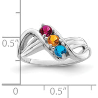 14K White Gold Polished 3-Stone Mother's Ring Mounting by Monteluci Fine Jewelry