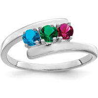 14K White Gold Polished 3-Stone Ring Mounting for Custom Gemstones by Monteluci Fine Jewelry