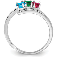 14K White Gold Polished 3-Stone Ring Mounting for Custom Gemstones by Monteluci Fine Jewelry