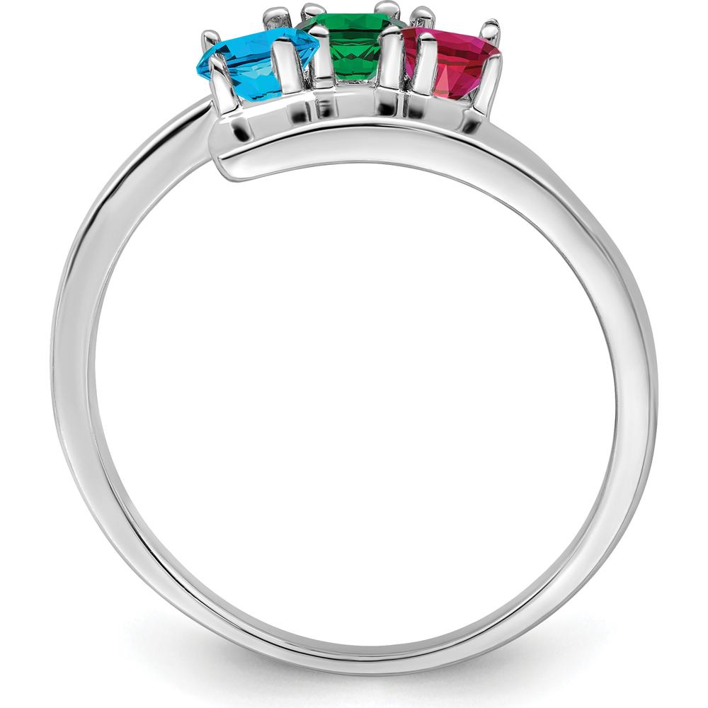 14K White Gold Polished 3-Stone Ring Mounting for Custom Gemstones by Monteluci Fine Jewelry